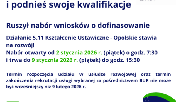 Działanie 5.11 Kształcenie Ustawiczne - Opolskie stawia na rozwój